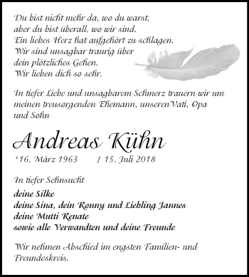 Traueranzeige von Andreas Kühn von Mitteldeutsche Zeitung