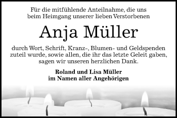 Traueranzeige von Anja Müller von Mitteldeutsche Zeitung