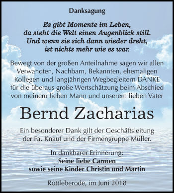 Traueranzeige von Bernd Zacharias von Mitteldeutsche Zeitung