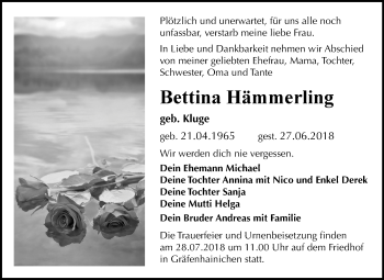 Traueranzeige von Bettina Hämmerling von Mitteldeutsche Zeitung Bitterfeld