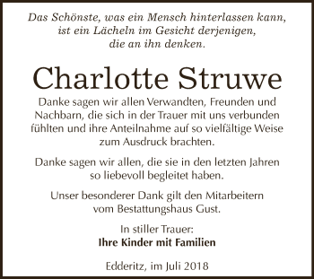 Traueranzeige von Charlotte Struwe von WVG - Wochenspiegel Dessau / Köthen