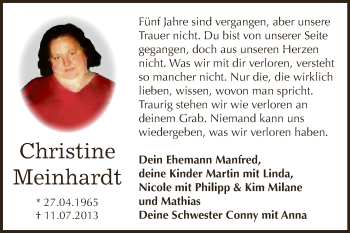 Traueranzeige von Christine Meinhardt von Super Sonntag Dessau / Köthen