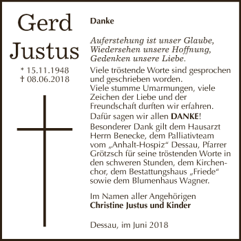Traueranzeige von Dessau Justus von WVG - Wochenspiegel Dessau / Köthen