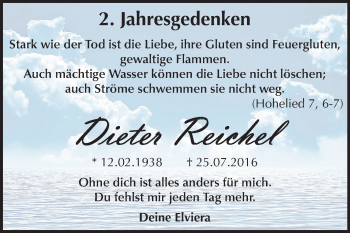 Traueranzeige von Dieter Reichel von Mitteldeutsche Zeitung Dessau-Roßlau