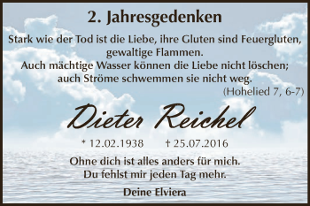 Traueranzeige von Dieter Reichel von WVG - Wochenspiegel Dessau / Köthen