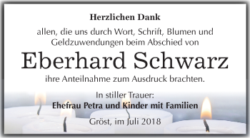 Traueranzeige von Eberhard Schwarz von Mitteldeutsche Zeitung Merseburg/Querfurt