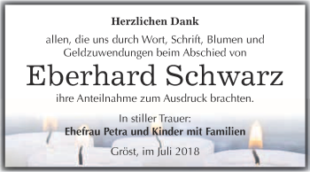 Traueranzeige von Eberhard Schwarz von WVG - Wochenspiegel Merseburg