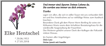 Traueranzeige von Elke Hentschel von Mitteldeutsche Zeitung