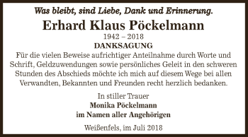 Traueranzeige von Erhard Klaus Pöckelmann von WVG - Wochenspiegel NMB / WSF / ZTZ