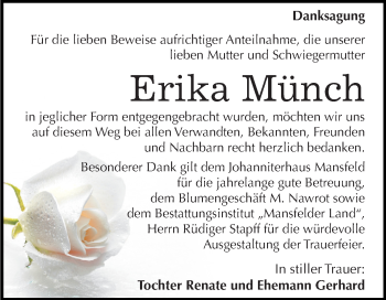 Traueranzeige von Erika Münch von Mitteldeutsche Zeitung