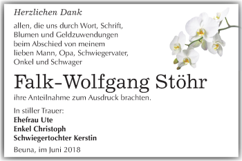 Traueranzeige von Falk-Wolfgang Stöhr von Mitteldeutsche Zeitung Merseburg/Querfurt