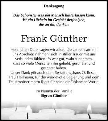 Traueranzeige von Frank Günther von Mitteldeutsche Zeitung Dessau-Roßlau