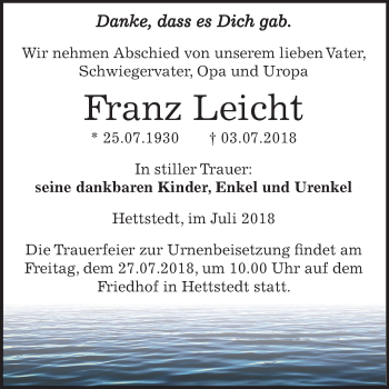 Traueranzeige von Franz Leicht von Mitteldeutsche Zeitung