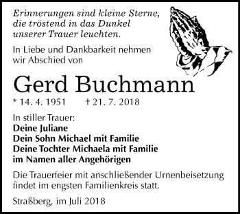 Traueranzeige von Gerd Buchmann von Mitteldeutsche Zeitung