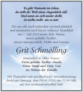 Traueranzeige von Grit Schmölling von Mitteldeutsche Zeitung Halle/Saalkreis