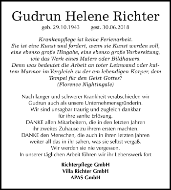 Traueranzeige von Gudrun Helene Richter von Mitteldeutsche Zeitung