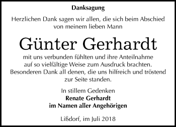Traueranzeige von Günter Gerhardt von Mitteldeutsche Zeitung