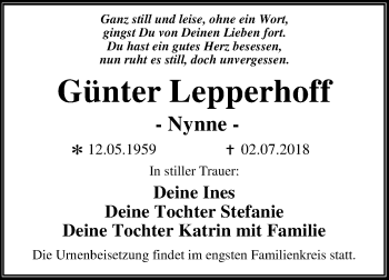 Traueranzeige von Günter Lepperhoff von Mitteldeutsche Zeitung Dessau-Roßlau