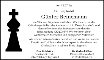 Traueranzeige von Günter Reinemann von Mitteldeutsche Zeitung Halle/Saalkreis