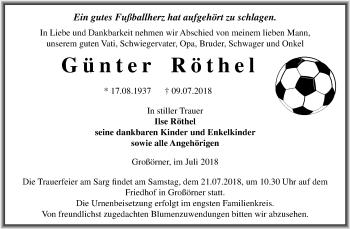 Traueranzeige von Günter Röthel von Mitteldeutsche Zeitung