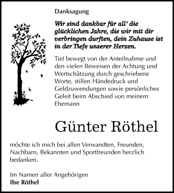 Traueranzeige von Günter Röthel von Mitteldeutsche Zeitung