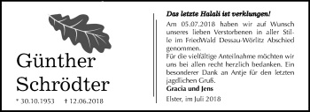 Traueranzeige von Günther Schrödter von Mitteldeutsche Zeitung