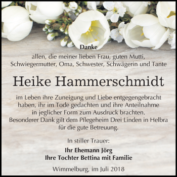 Traueranzeige von Heike Hammerschmidt von Mitteldeutsche Zeitung