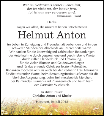 Traueranzeige von Helmut Anton von Mitteldeutsche Zeitung