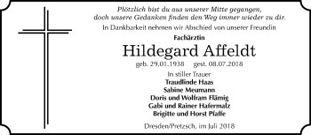 Traueranzeige von Hildegard Affeldt von Mitteldeutsche Zeitung