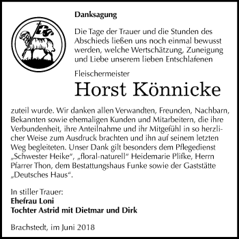 Traueranzeige von Horst Könnicke von Mitteldeutsche Zeitung Halle/Saalkreis