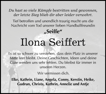 Traueranzeige von Ilona Seiffert von Mitteldeutsche Zeitung