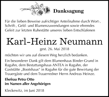 Traueranzeige von Karl-Heinz Neumann von Mitteldeutsche Zeitung Bitterfeld