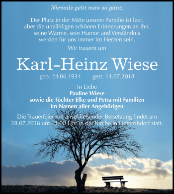 Traueranzeige von Karl-Heinz Wiese von Mitteldeutsche Zeitung
