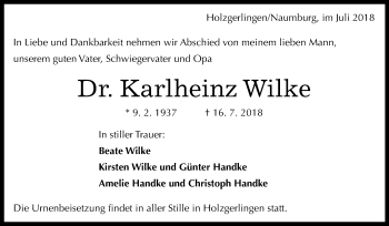 Traueranzeige von Karlheinz Wilke von Mitteldeutsche Zeitung