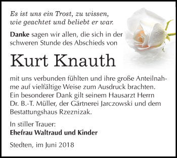 Traueranzeige von Kurt Knauth von Mitteldeutsche Zeitung