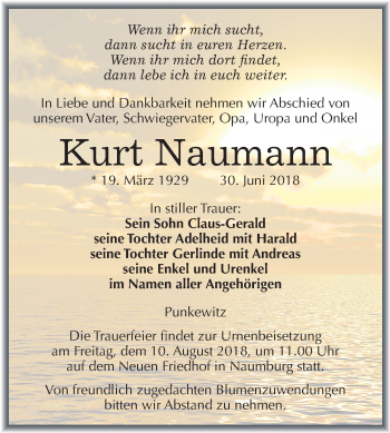 Traueranzeige von Kurt Naumann von Mitteldeutsche Zeitung