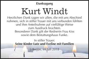 Traueranzeige von Kurt Windt von Mitteldeutsche Zeitung Halle/Saalkreis