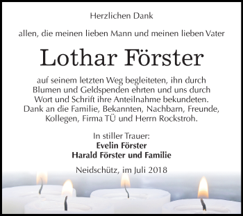 Traueranzeige von Lothar Förster von Mitteldeutsche Zeitung