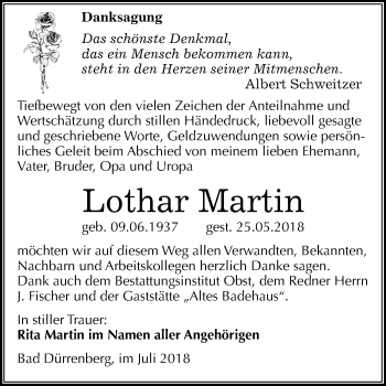 Traueranzeige von Lothar Martin von Mitteldeutsche Zeitung Merseburg/Querfurt