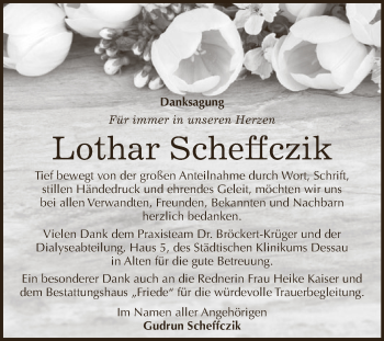 Traueranzeige von Lothar Scheffczik von WVG - Wochenspiegel Dessau / Köthen