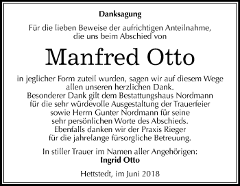 Traueranzeige von Manfred Otto von Mitteldeutsche Zeitung
