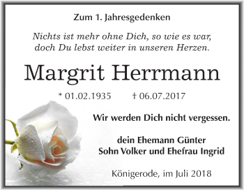 Traueranzeige von Margrit Herrmann von Mitteldeutsche Zeitung