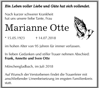 Traueranzeige von Marianne Otte von Mitteldeutsche Zeitung