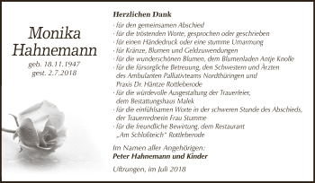 Traueranzeige von Monika Hahnemann von Super Sonntag SGH Mansf. Land