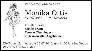 Traueranzeige von Monika Ottis von Mitteldeutsche Zeitung Dessau-Roßlau