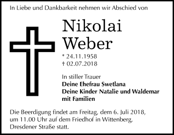 Traueranzeige von Nikolai Weber von Mitteldeutsche Zeitung
