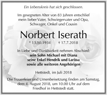 Traueranzeige von Norbert Iserath von Mitteldeutsche Zeitung