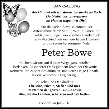 Traueranzeige von Peter Böwe von Mitteldeutsche Zeitung Bernburg