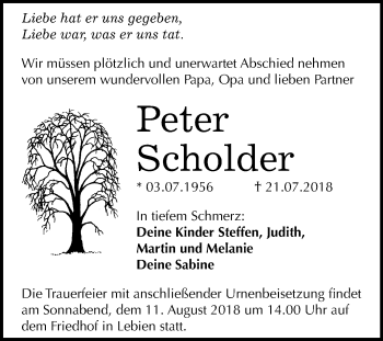 Traueranzeige von Peter Scholder von Mitteldeutsche Zeitung