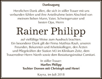 Traueranzeige von Rainer Philipp von Super Sonntag Zeitz